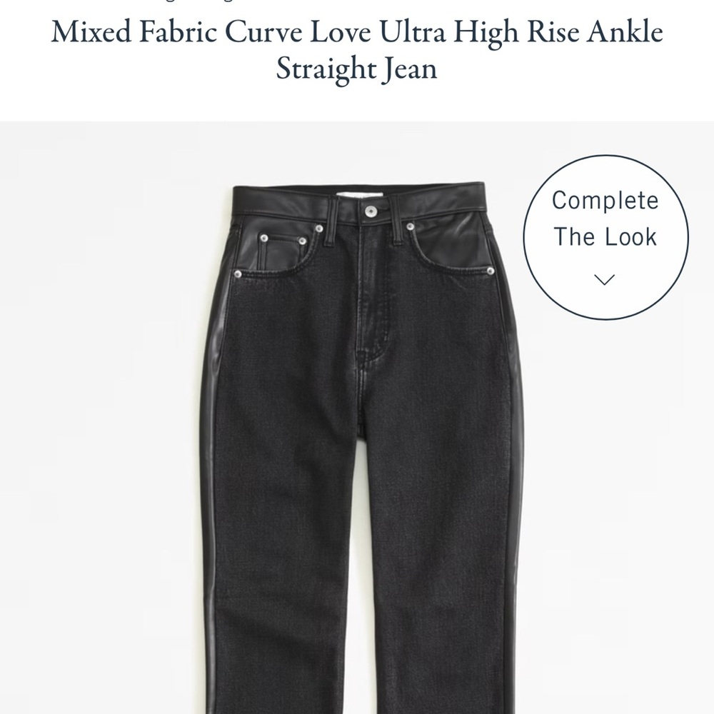 Abercrombie Mixed Fabric Curve Love Ultra High Rise Ankle Straight Jean